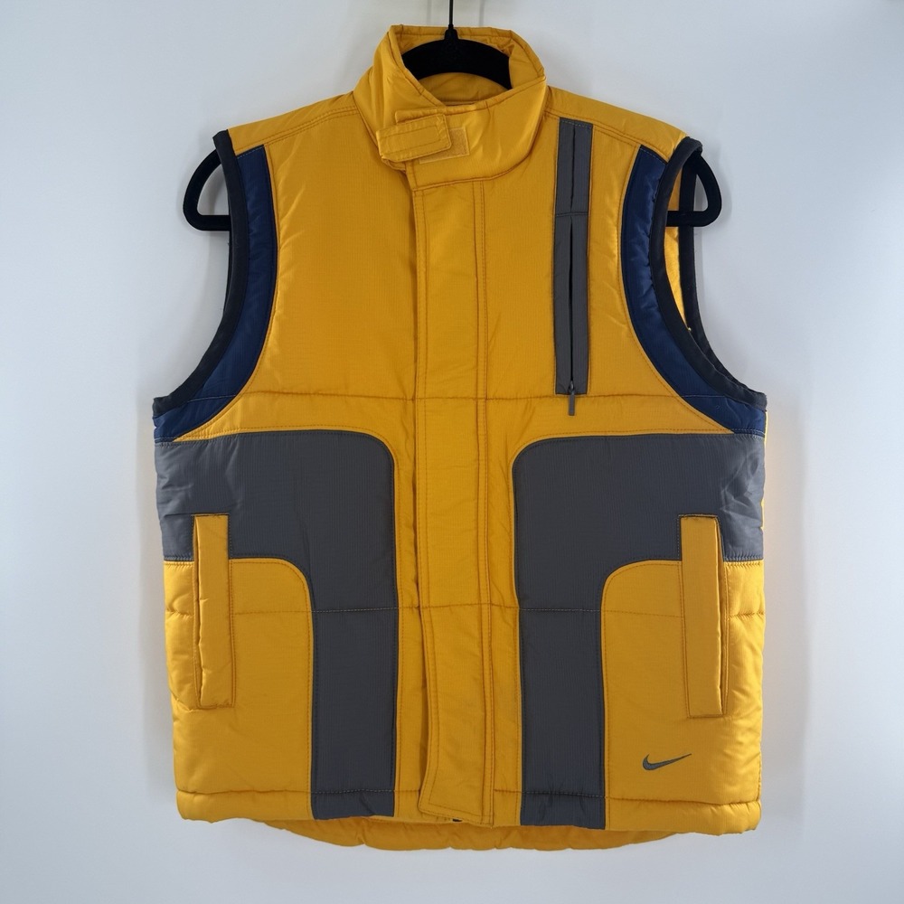 Nike Colorblock Y2K Puffer Vest Kids Size Medium Yellow